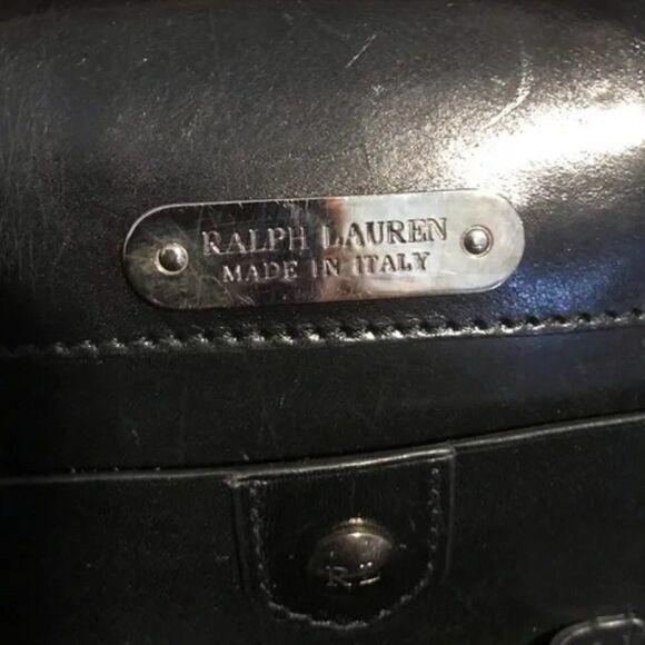 Ralph Lauren Black Calf Leather Basketweave Shopper Tote Hand Bag - Picture 2 of 16